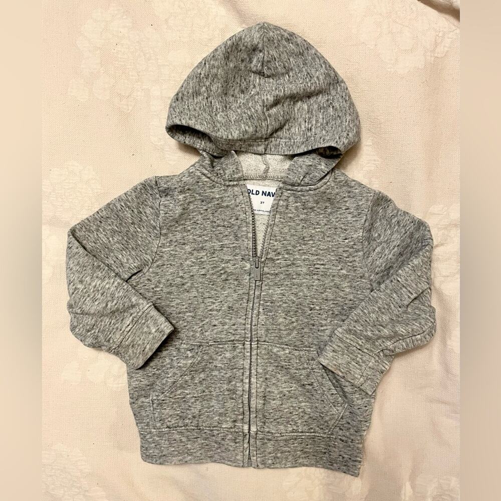Old Navy Zip Up Hoodie Sweatshirt Kids 3T | Heathered Gray Wardrobe Basic